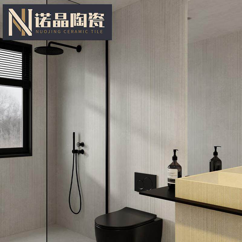 白色拉槽墙面600x如图1200客厅砖卫间墙砖极简风瓷砖生砖仿古背景