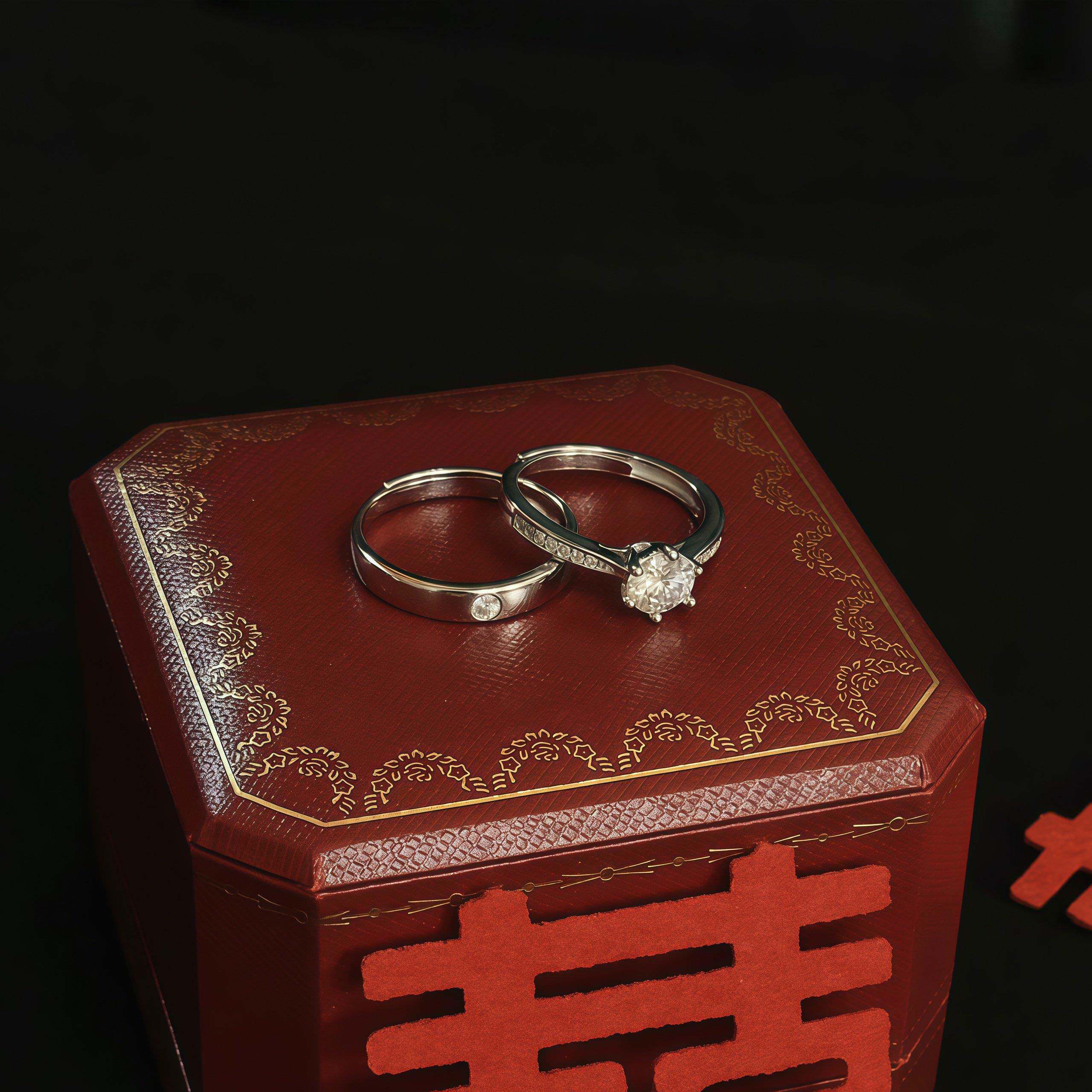 戒指结婚彷真一对结婚戒指道具结婚仪式专用戒指情侣对戒锆石戒指
