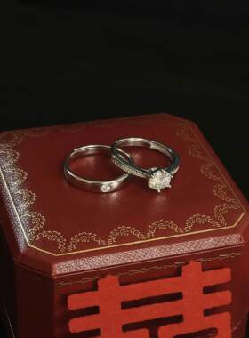 戒指结婚彷真一对结婚戒指道具结婚仪式专用戒指情侣对戒锆石戒指
