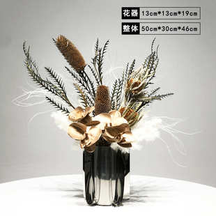 前台仿真花艺器餐桌酒店装 饰品摆件别墅花金属花样板房假客厅高端