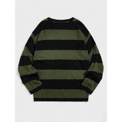 H 55501 Striped crew neck men's sweater 条纹圆领士针织衫