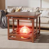 烤火吃饭取暖家用折叠楠竹可放脚桌书桌子正桌方形实木冬季