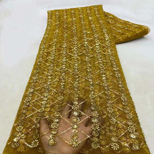 lace 珠片绣晶片绣蕾丝刺绣彩色亮片绣花非洲欧美服饰面料sequin