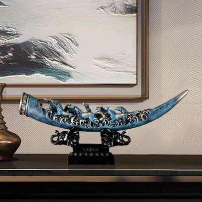 新中式树脂桌面骏马摆件客厅办公室酒柜轻奢高档工艺品乔迁新居礼