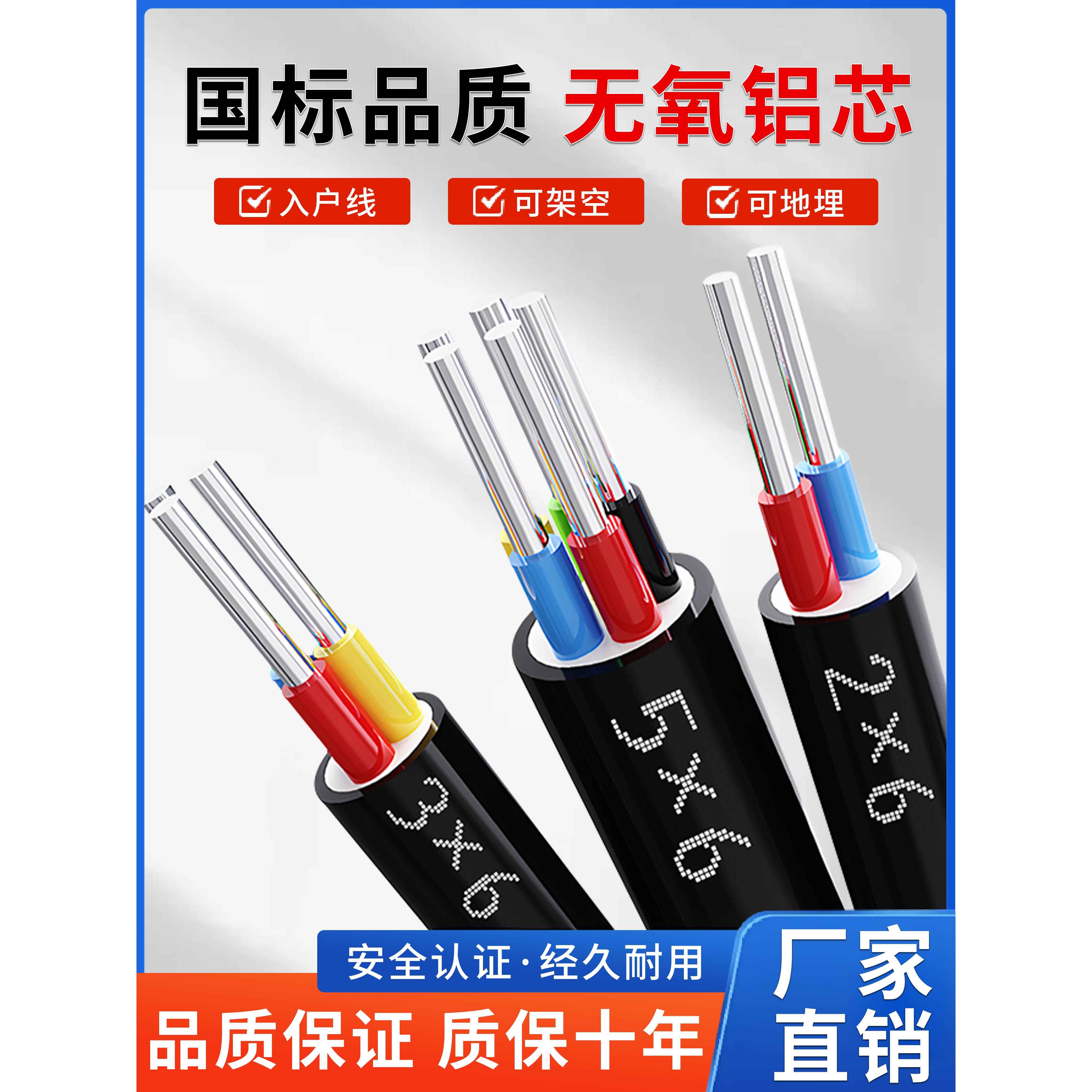 国标2芯3芯4芯5铝芯电线4 6 10 16 25平方三相四线铠装铝芯电缆线