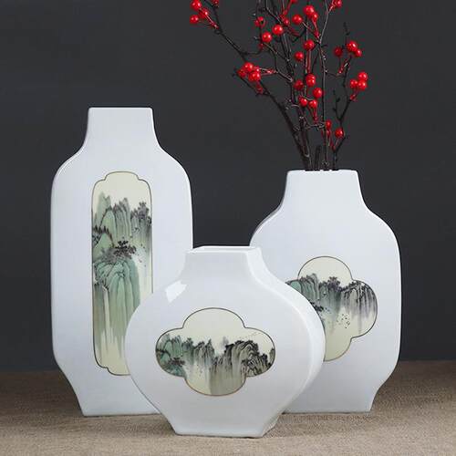 现代客新中式陶瓷花件瓶摆板样HXQ房家居厅书房玄关花器软装饰工