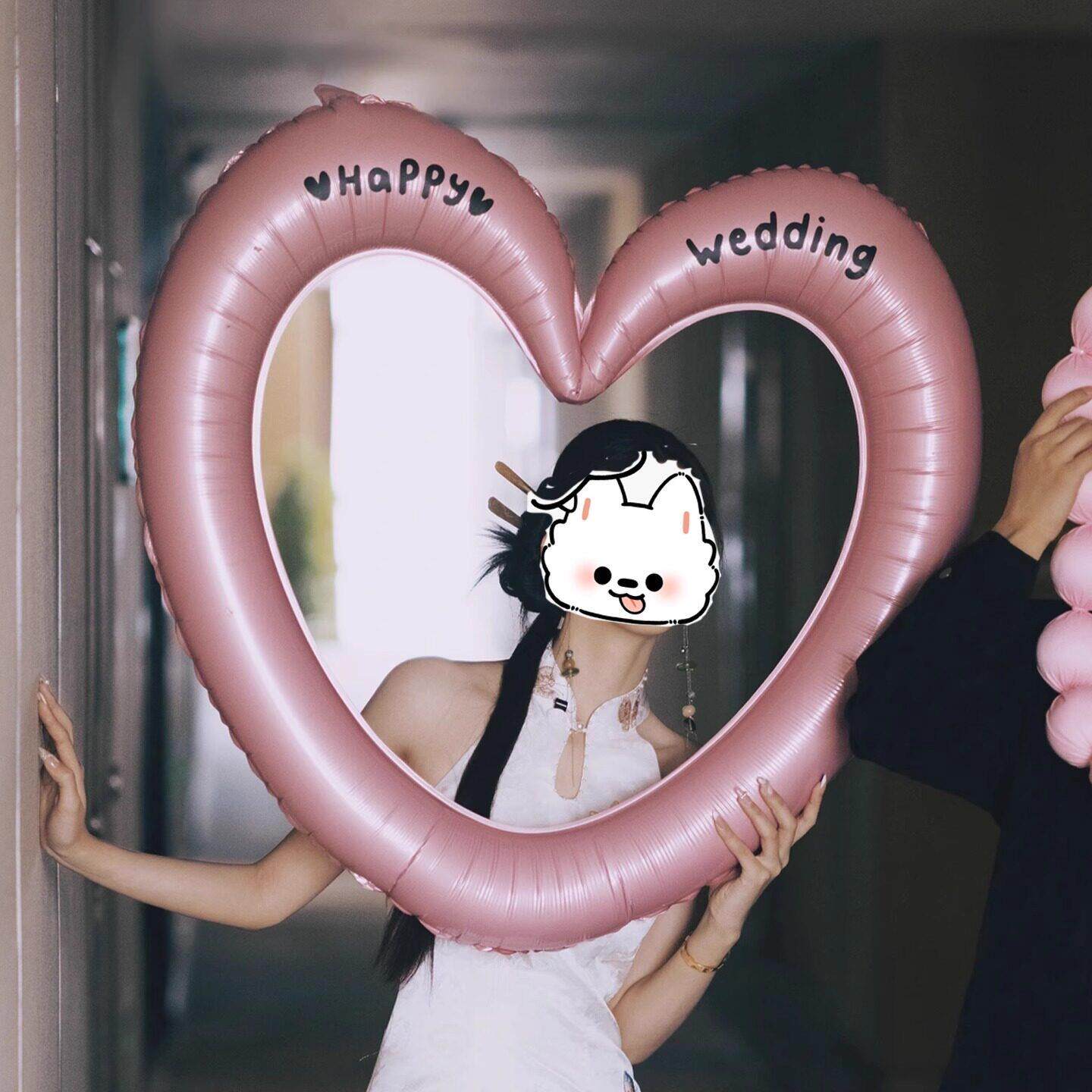 顺便买卖结婚领证拍照道具订婚镂空超大相框爱心求婚气球婚礼定制