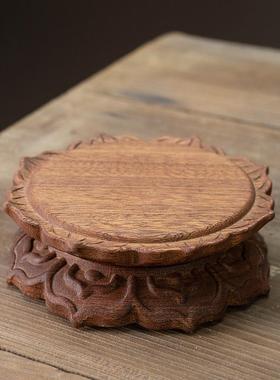 佛像底座实木雕刻制加高供奉观音财神关公摆件架莲花座台家用供佛