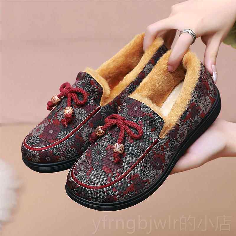 新款款老北京棉鞋女冬加绒保加暖新妈妈鞋防滑底奶奶鞋中软老年棉