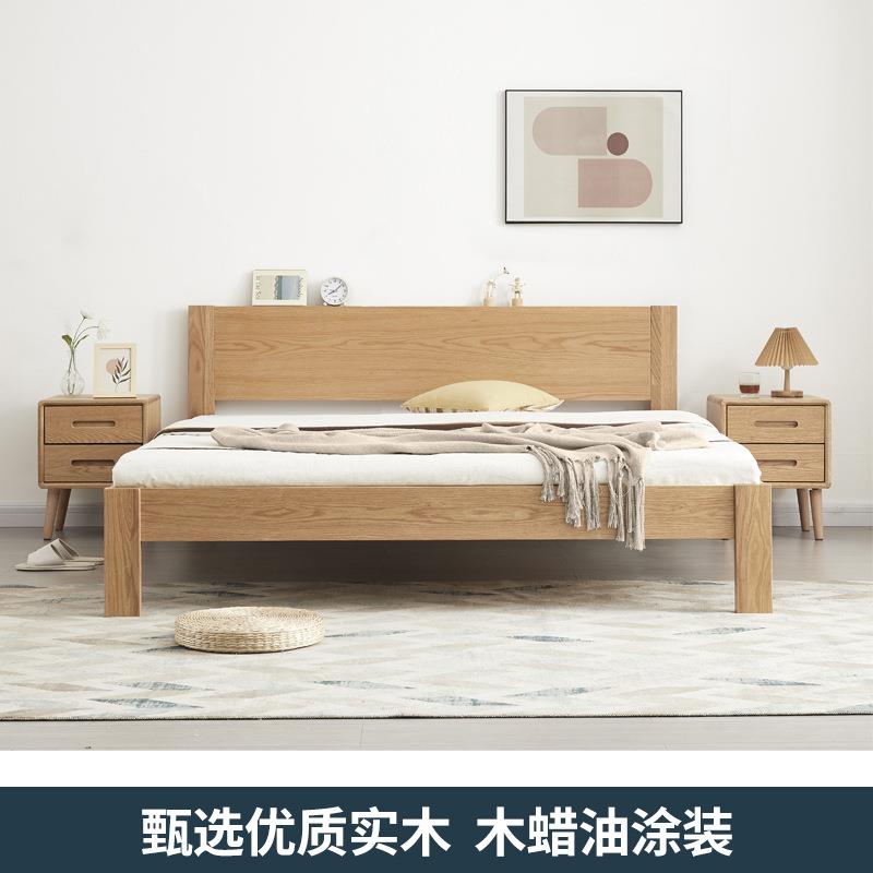 全实木床简约现代1米8单层靠背床卧室家用双人大床