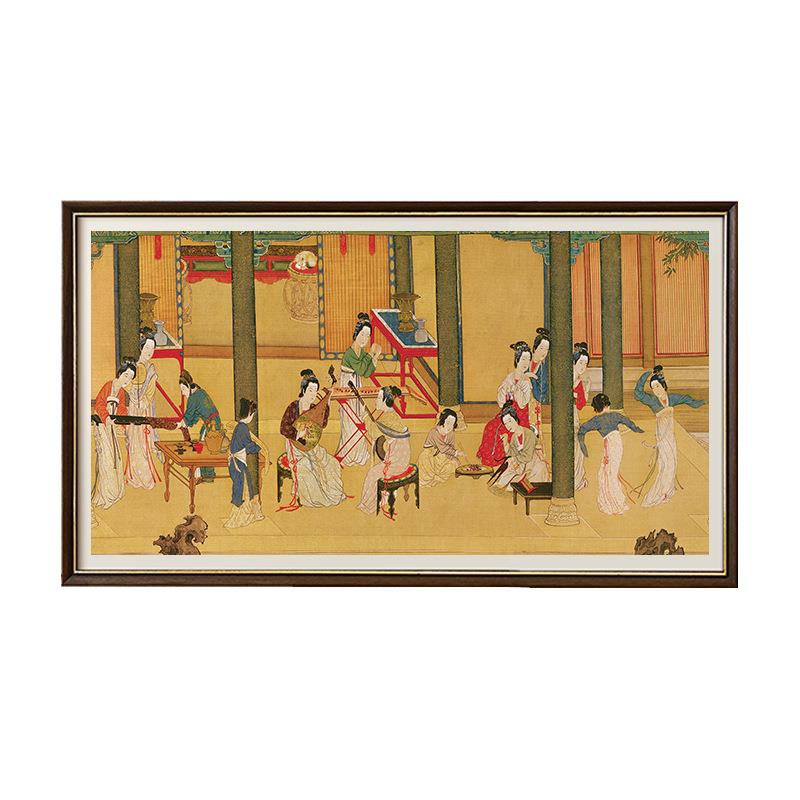 仇英工笔画新中式复古装饰画西洋风小众客厅餐厅书房挂画宫廷壁画