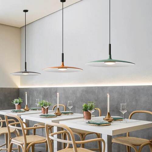 北欧设计师极简餐厅吊灯现代简约创意理发店吧台饭厅飞碟餐桌灯具