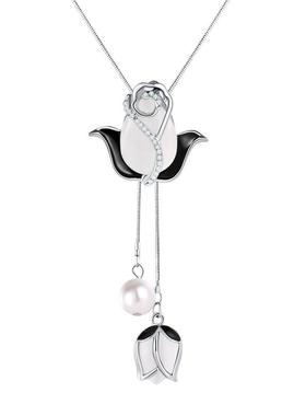 郁金香韩国气质猫眼毛衣洋气项链