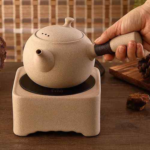 麦饭石粗陶煮茶器电陶炉壶提梁壶电热陶瓷烧水壶煮茶壶侧把养生壶