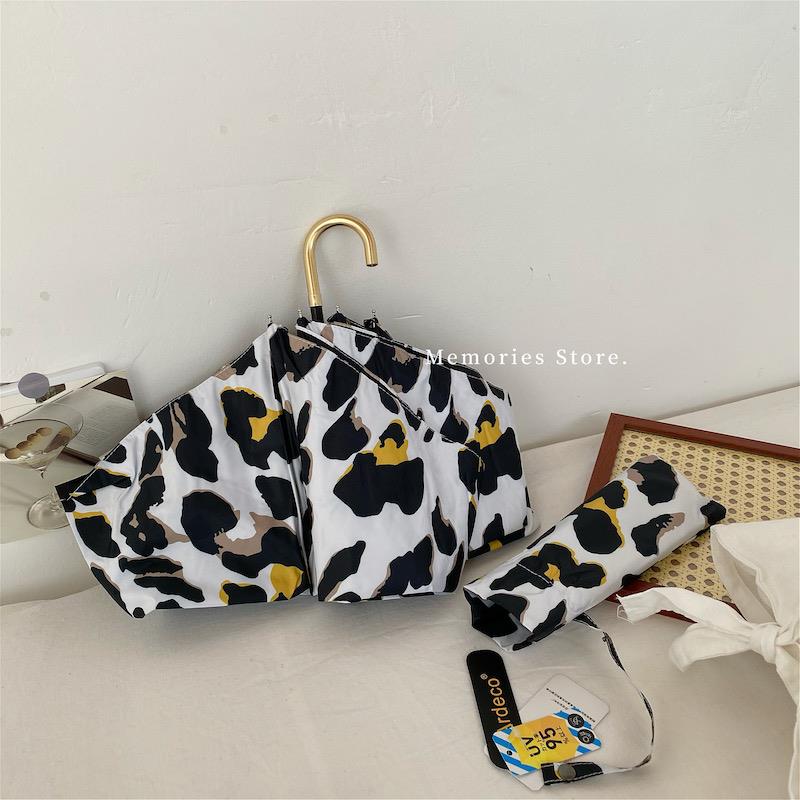 正品晒韩国钩斑马豹纹乙烯基折v叠式超轻弯钩防U金遮阳不透明阳光