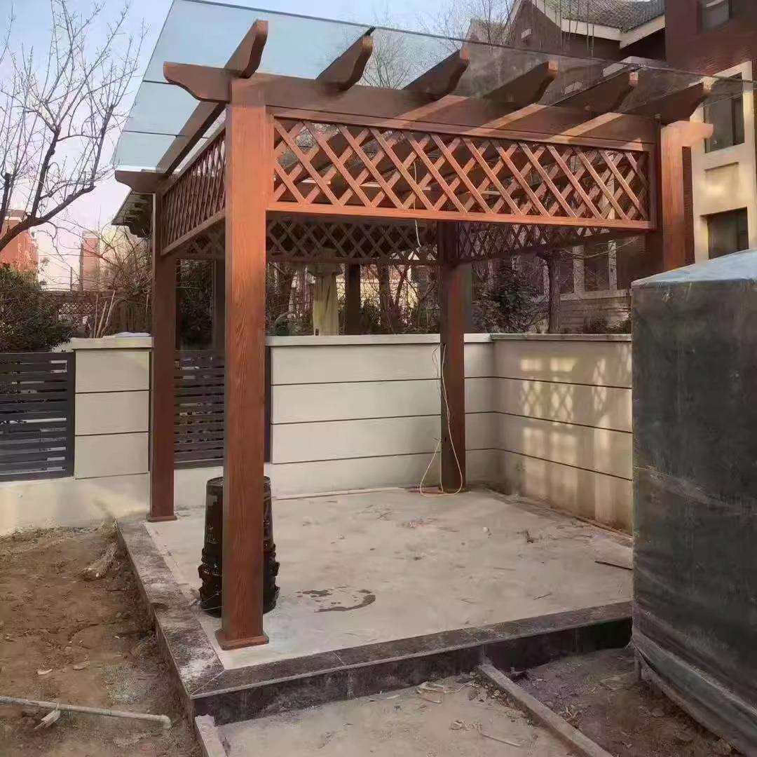 铝合金葡萄架户外庭院仿木纹廊架中式小院铝葡萄架子别墅长廊廊架
