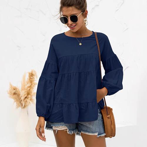 Women's lantern long sleeved big swing top