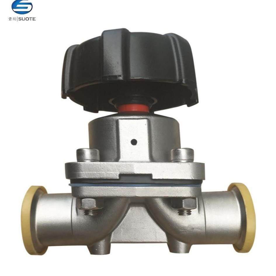 卫生级不锈钢隔膜阀T型三通隔膜阀手动快装隔膜阀卡箍连接