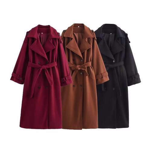 Women's fashion style double pants woolen coat jacket for