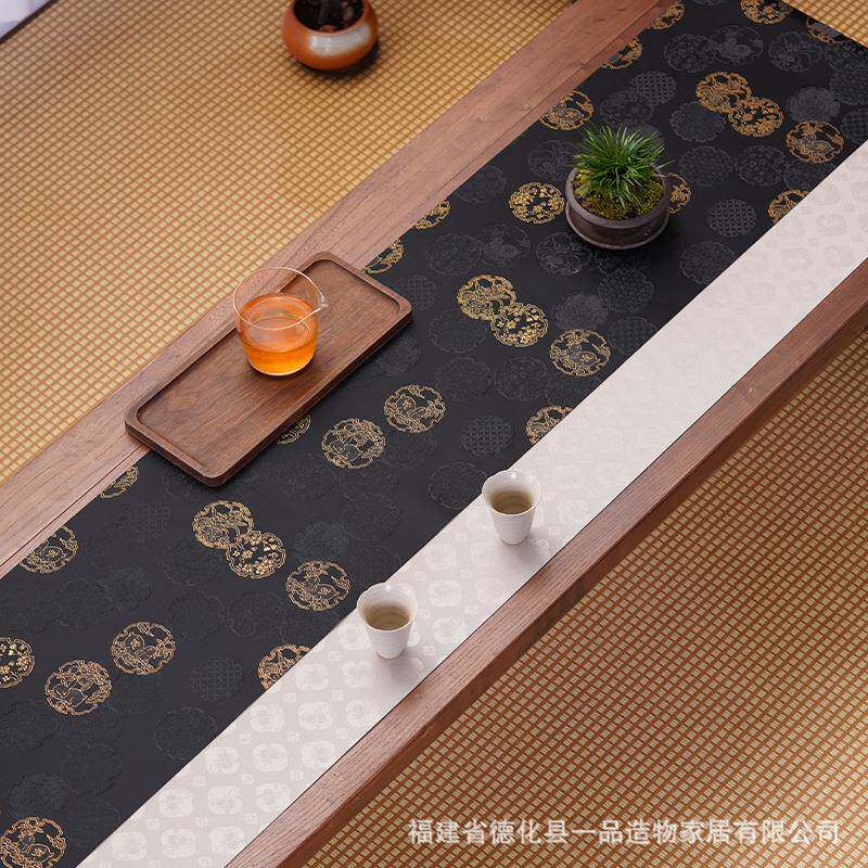 一品造物织锦提花茶席兔子桌布中式茶垫长款布垫茶道配件桌旗布艺