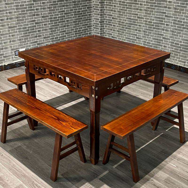 八仙桌饭店正方形实木仿古商用餐桌桌椅新中式家用桌子四方桌方桌