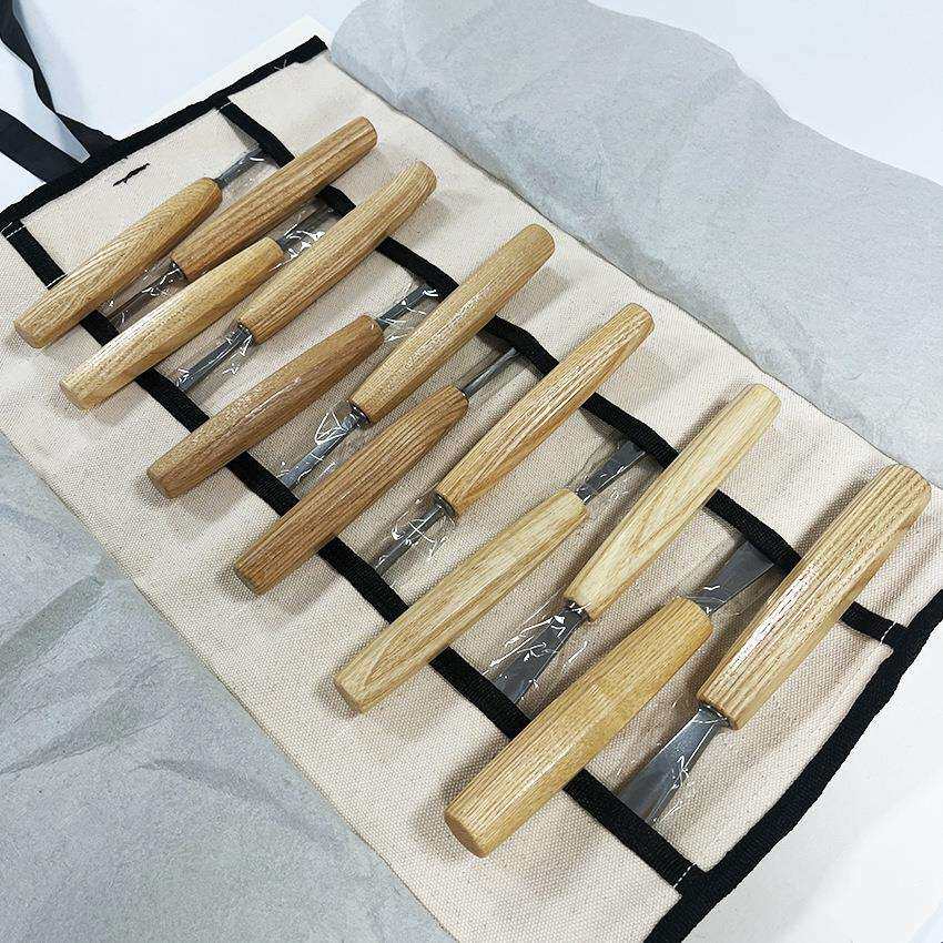 木工雕花凿镜面工艺木质手柄木工工具12件套套装木工凿子