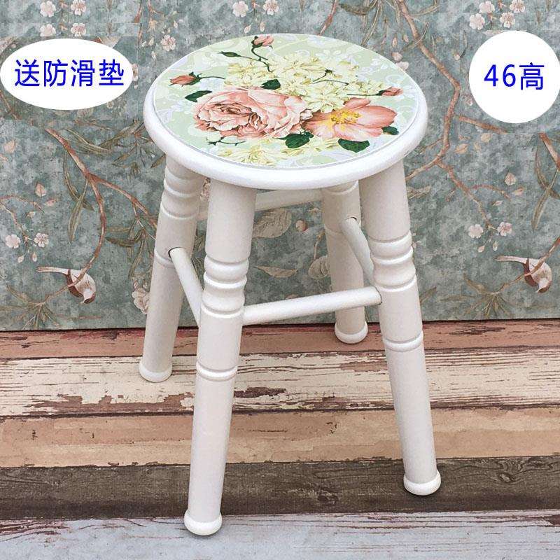 K8实木凳子时尚创意圆凳餐凳电脑凳休闲凳欧式换鞋凳梳妆凳46高批