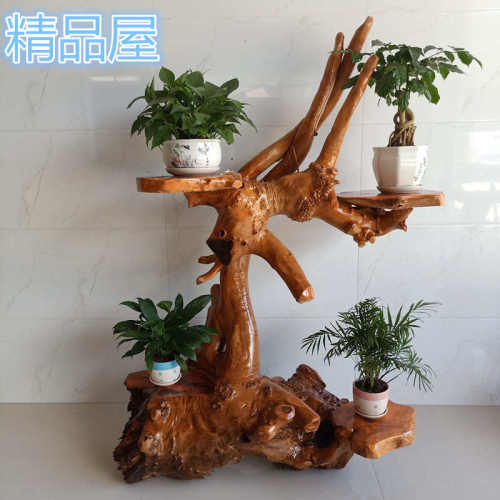 根雕花架树根天然摆件实木原木客厅多层盆景鱼缸底座绿萝阳台