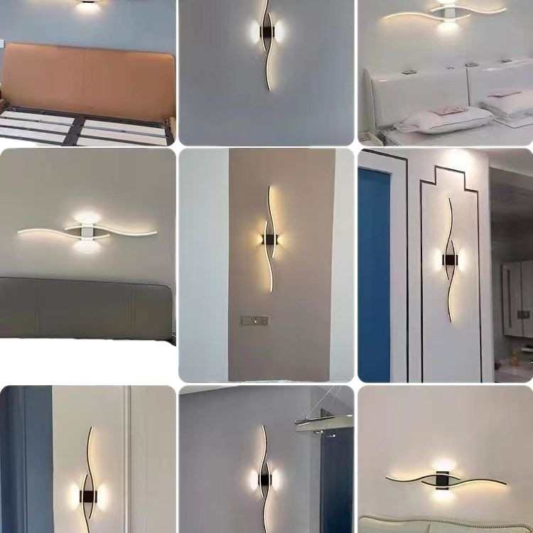 壁灯轻奢极简墙灯新款装饰灯楼梯过道客厅背景墙格栅主卧室床头灯