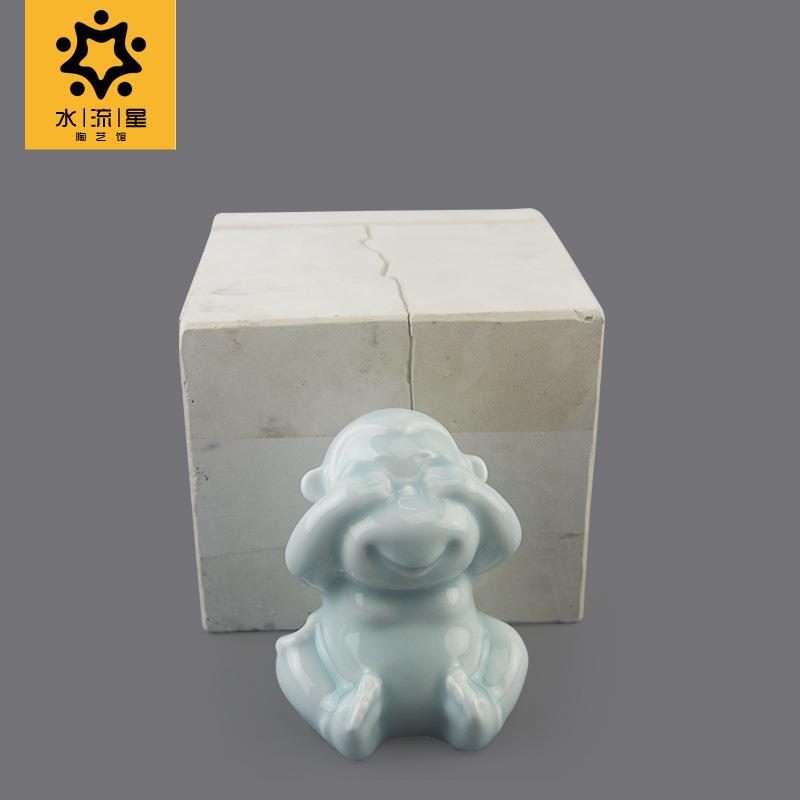 水流星陶艺陶艺注浆模具四不猴石膏模具动物模具泥浆注浆成型摆件