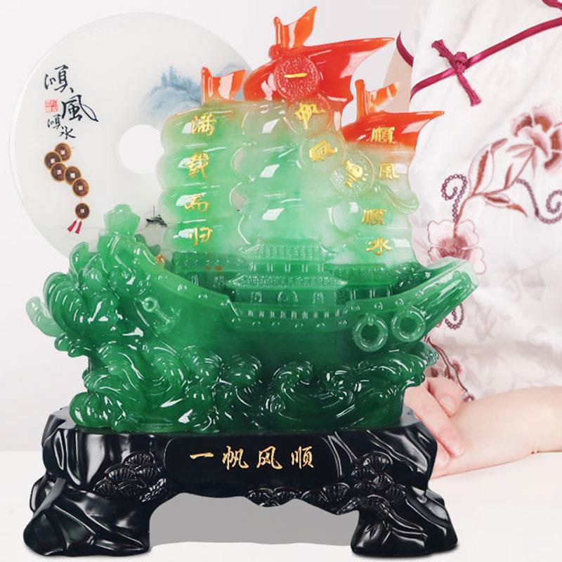 顺风顺水船摆件开业乔迁礼品办公室桌装饰摆设一帆风顺帆船工艺品