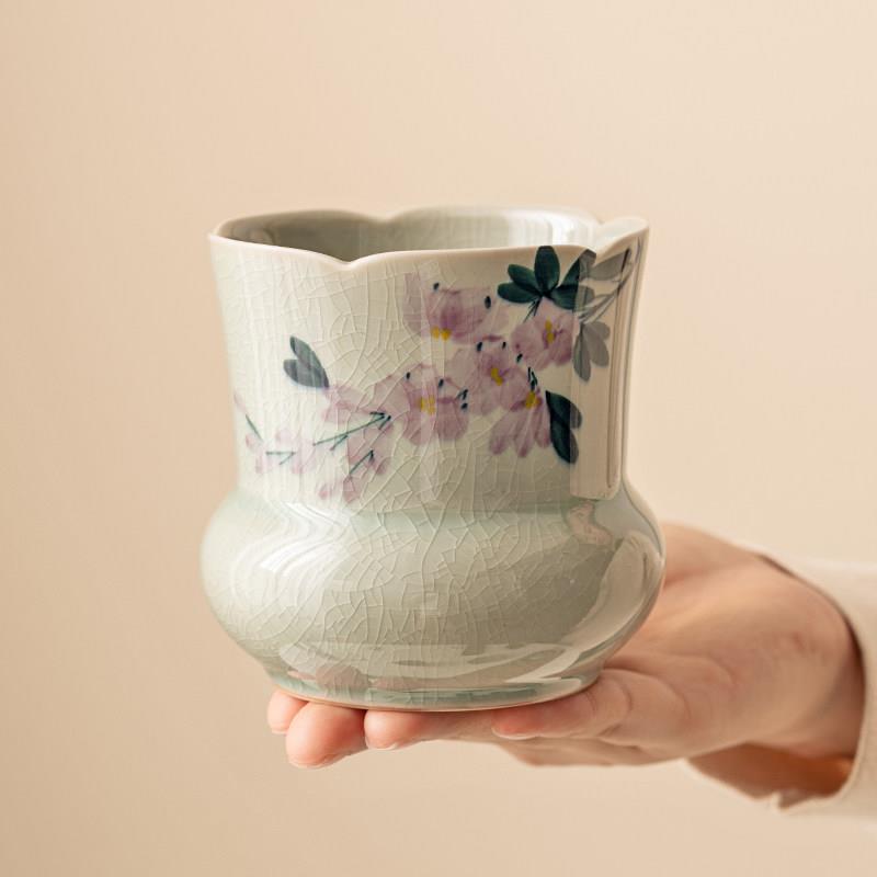 极素手绘冰片釉功夫茶具配件茶渣缸建水茶洗杯洗水孟陶瓷六君子筒