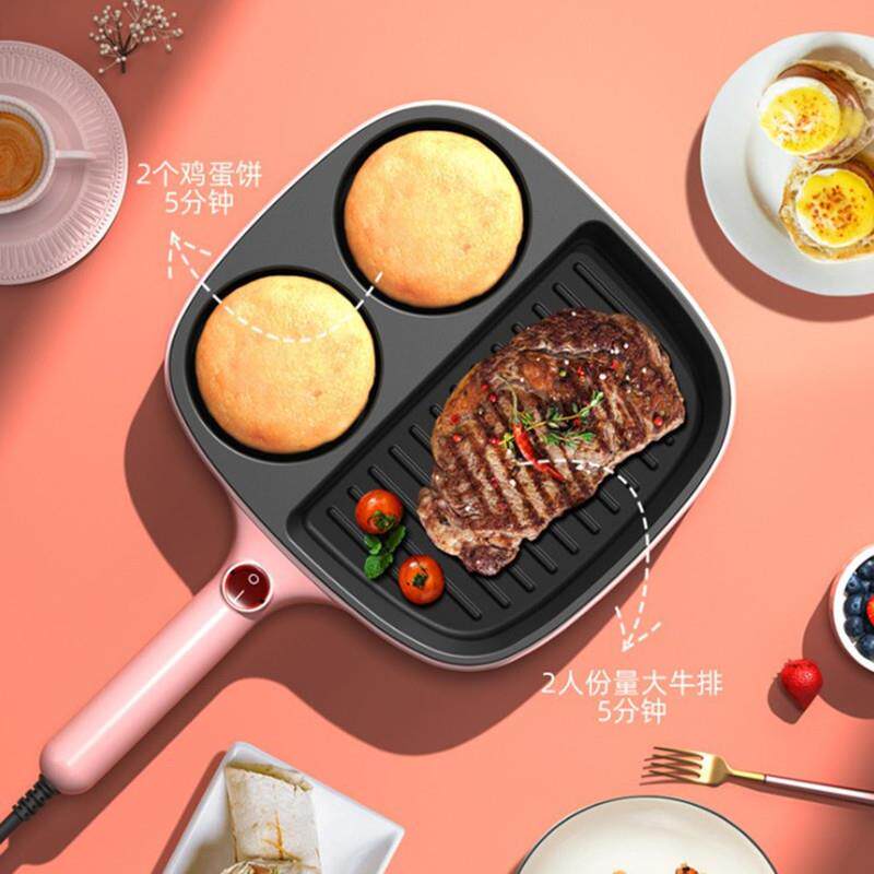 跨境四孔煎蛋锅 三合一网红早餐机迷你家用多功能鸡蛋牛排电煎锅