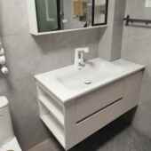 定制异型切角陶瓷一体洗脸盆柱子浴室柜岩板陶瓷无缝盆化妆室卫浴