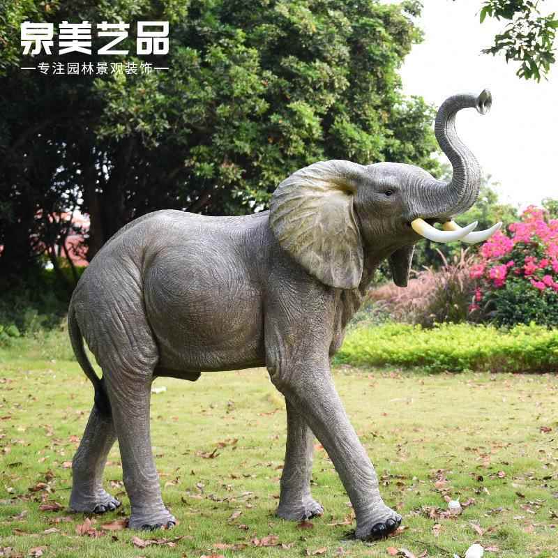 玻璃摆钢仿真动物雕塑一对泰国招财大象摆件DX0001园林外景观装饰