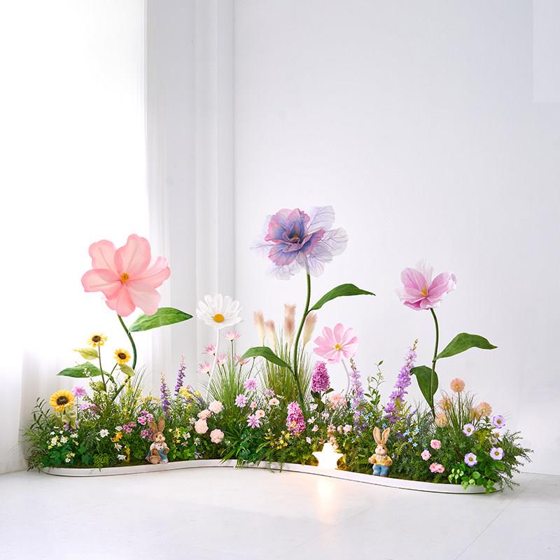 假花彷真花摆设轻奢高端彷真花造景室内花艺摆件隔断花槽花箱装饰