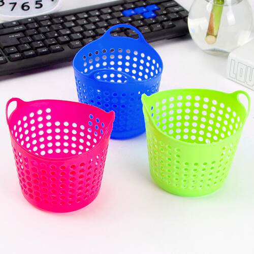 Mini Portable Desktop Organizer Box with Circle Mesh Design,