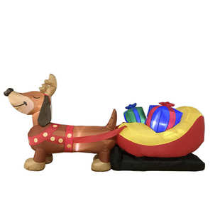 模发光装 圣诞节气气节日 饰品庭院腊肠充摆件雪橇拉着8ft犬