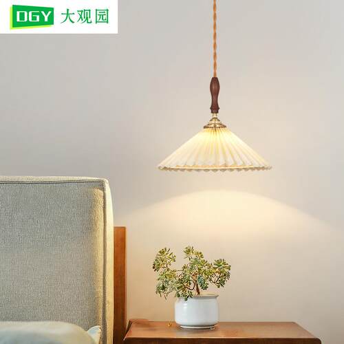 大观园床头吊灯百褶灯卧室创意个性装饰餐厅小吊灯中古风灯具L271