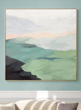 绿色抽象斯堪的纳维亚现代客厅装饰画餐厅挂画样板间设计师壁画艺