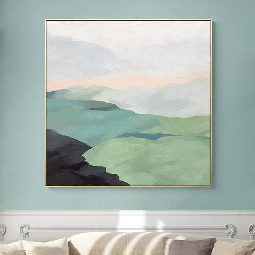 绿色抽象斯堪的纳维亚现代客厅装饰画餐厅挂画样板间设计师壁画艺