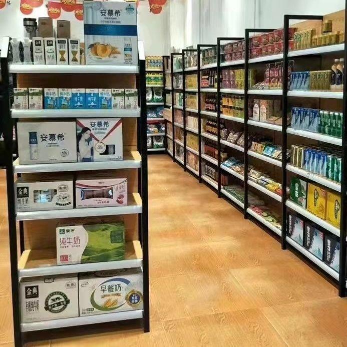 双面四柱纹超市货架木便利母婴店无品牌/面双储物展示架小卖部多