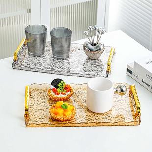 轻奢长方形水杯美容院托盘高颜值家用茶杯收纳调料盘水果蛋糕餐盘