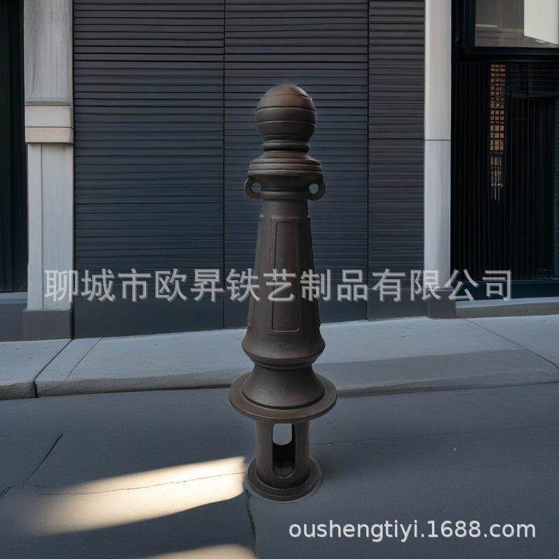球墨铸铁罗马立柱道路阻车桩广场铁链栏广场锥形警示隔离铁柱现货