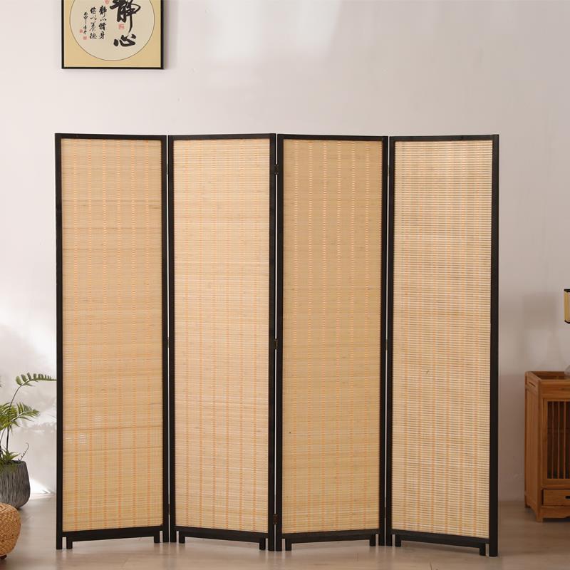 屏风隔断折叠中式家用简易现代实木竹编屏风办公室餐厅卧室隔断