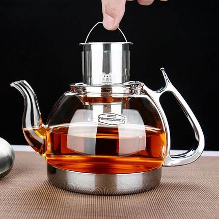 zhang543热加厚不耐高温煮茶壶璃茶壶耐锈钢网黑茶泡茶壶电陶炉玻