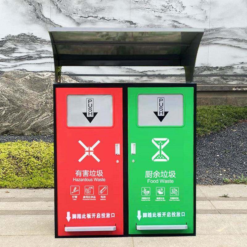 户外垃圾桶双分类小区景区240L塑料垃圾桶罩不锈钢四分类垃圾箱柜