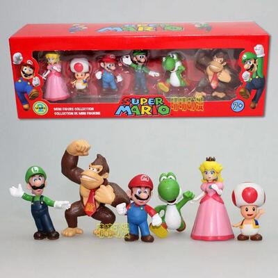 6pcs Super Mario Bros Action Figure Toys Dolls 7cm Height PV