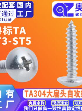 粤标YB-TA304不锈钢十字大扁头自攻TA十字大伞头自攻尖尾螺丝