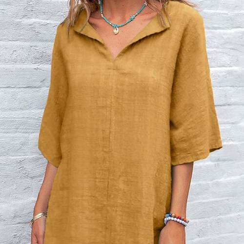 【XL-5XL】Womens Plus Size Tops Short Sleeve V Neck Tee